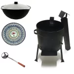 Набор печь для казана с трубой "Мастер" и казан на 16л+Шумовка и ляган 32 см